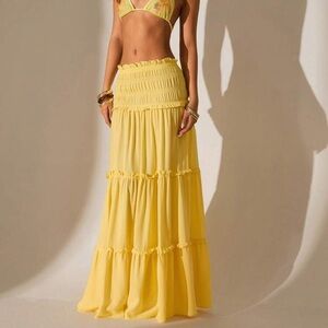 Glamine Pleated Waistband Layered Cake Skirt, Casual/Vacation A-Line Skirt